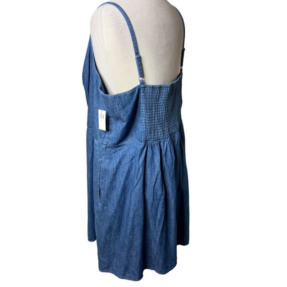 NWT Old Navy 3X Sleeveless Denim Mini Dress Blue Cotton Pockets Adj Straps - Picture 4 of 16